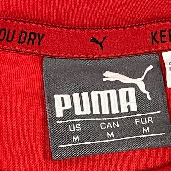 Puma Men’s Crew Neck Long Sleeve Solid Red Pullover Sweatshirt Medium - Picture 6 of 7